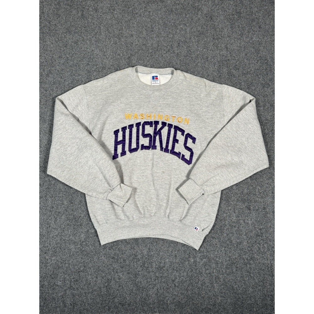 Vintage Russell Washington Huskies Sweatshirt‎ Mens Medium Gray Crewneck Y2K 00s